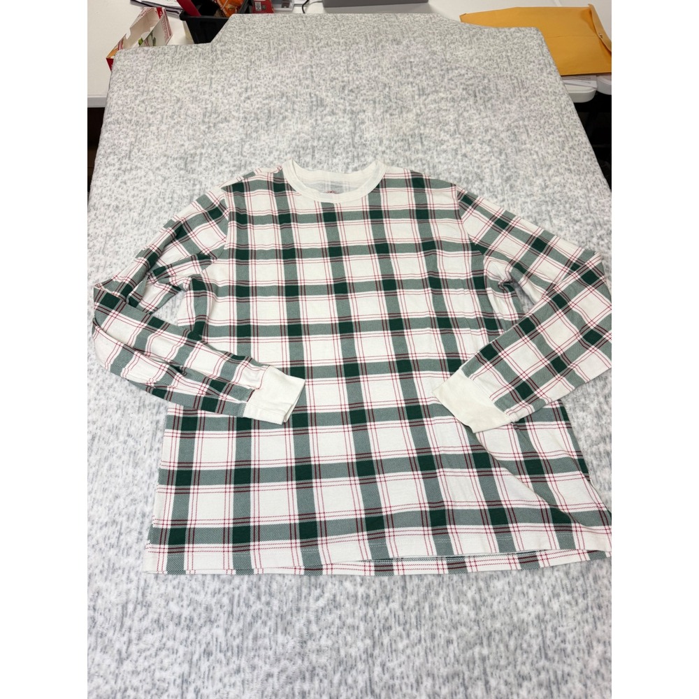 Wondershop Target Womens Medium Plaid Pajama Top Long Sleeve Green Red White